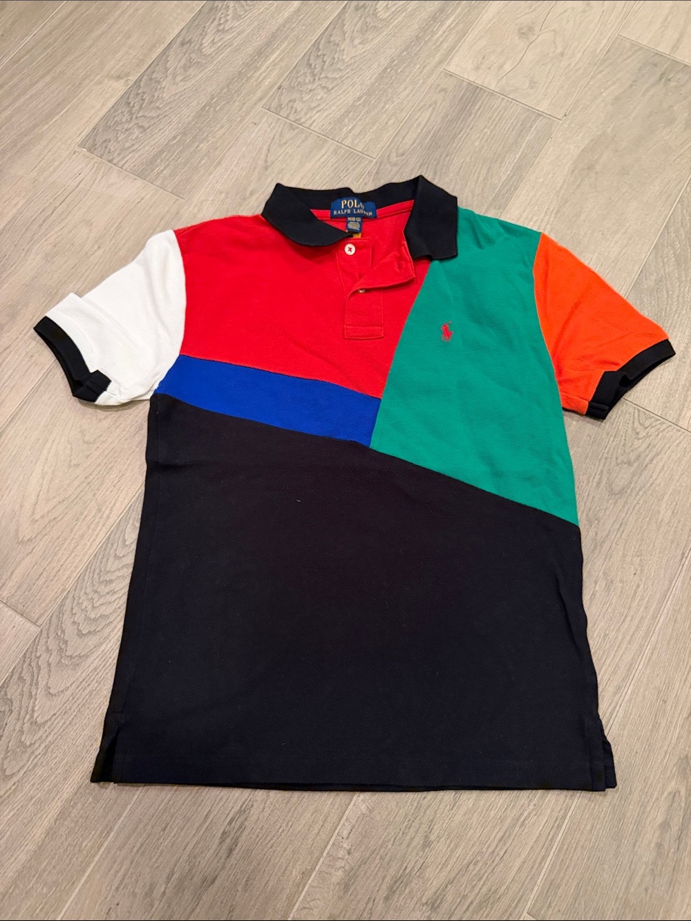 Polo by Ralph Lauren Boys Color-Block Polo in Red, Green, Black & Blue Size M